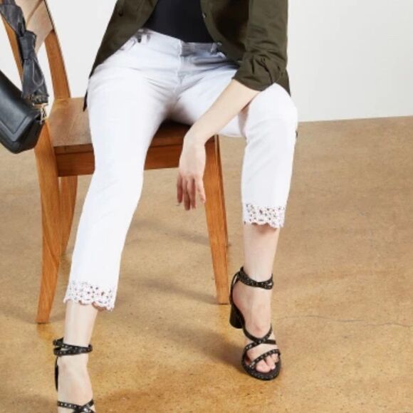 TED
BAKER Gold Bead Embroidered Hem Lillya Dainty Studded Jean retail $175 NWT - Picture 2 of 15